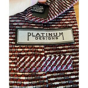 Platinum Designs 100% Silk Handmade Woven Tie Red Black White Gray Necktie